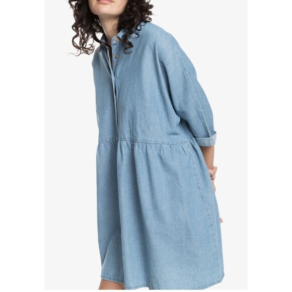$70 Quiksilver Women’s Sunscape Shirt Dress Blue Size M/L - Picture 4 of 6